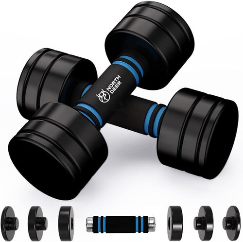Ultra Compact Adjustable Steel Dumbbells 5KG Pair Foam Grip Home Gym