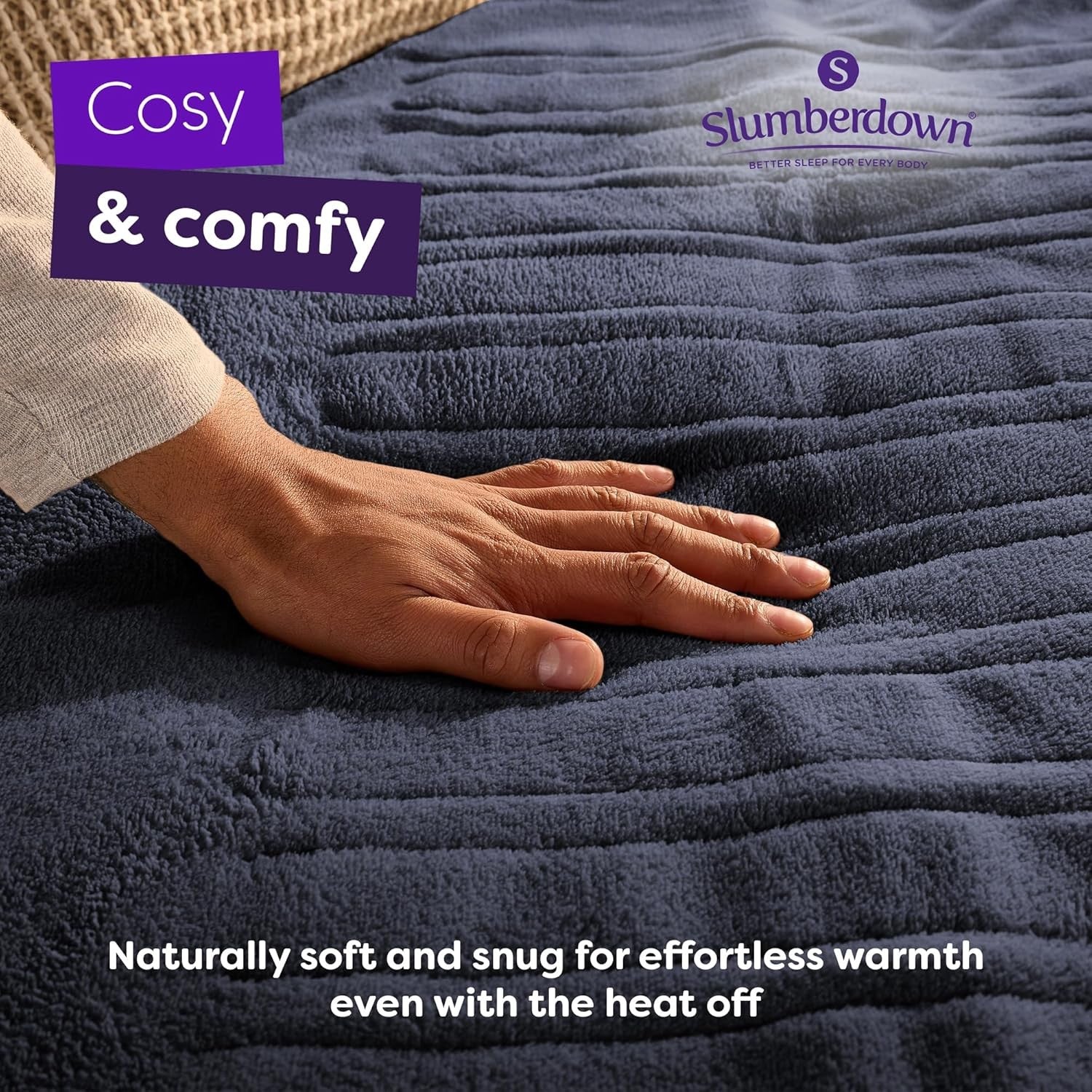 Electric Heated Throw Blanket Navy Blue 10 Heat Settings Timer Fleece 130x160cm