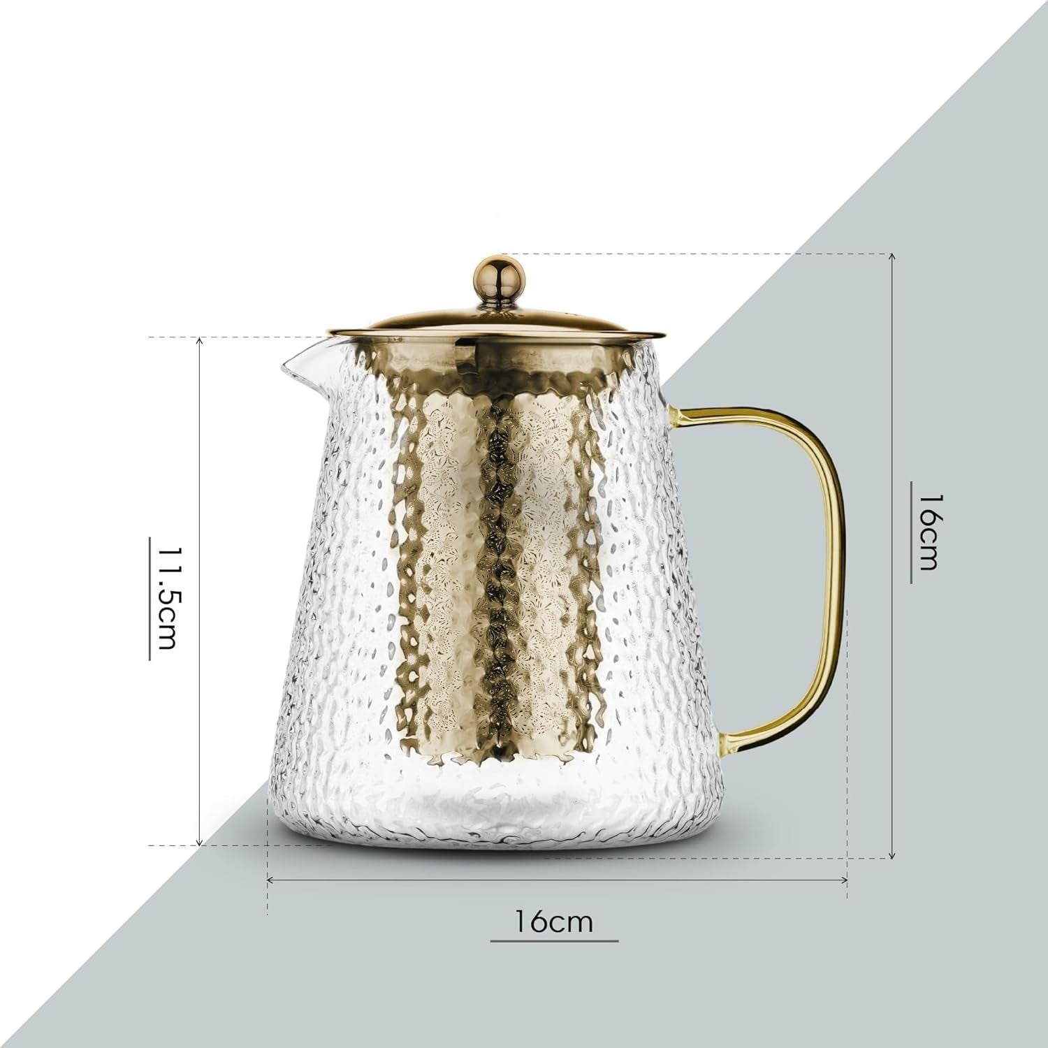 Glass Teapot with Infuser 900ml Loose Leaf Tea Maker 4 Cup Gold