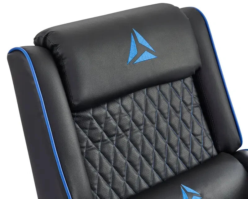 Reclining Gaming Chair Faux Leather Armchair with Footrest Black Blue