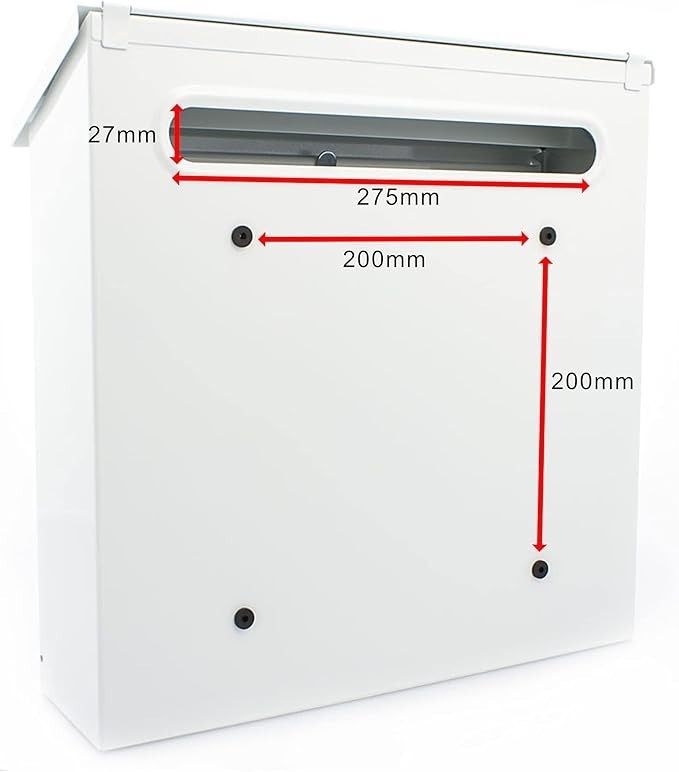 Lockable Wall Mounted Post Box White Contemporary Steel Weatherproof Secure