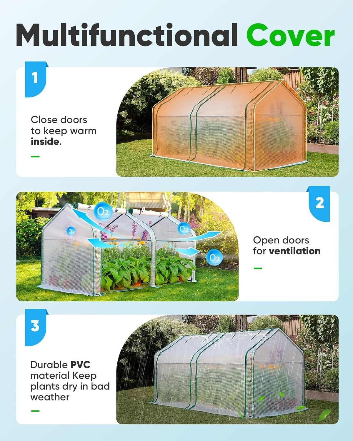 Mini Greenhouse Waterproof UV-Resistant PE Cover 71x36x36in | Reinforced