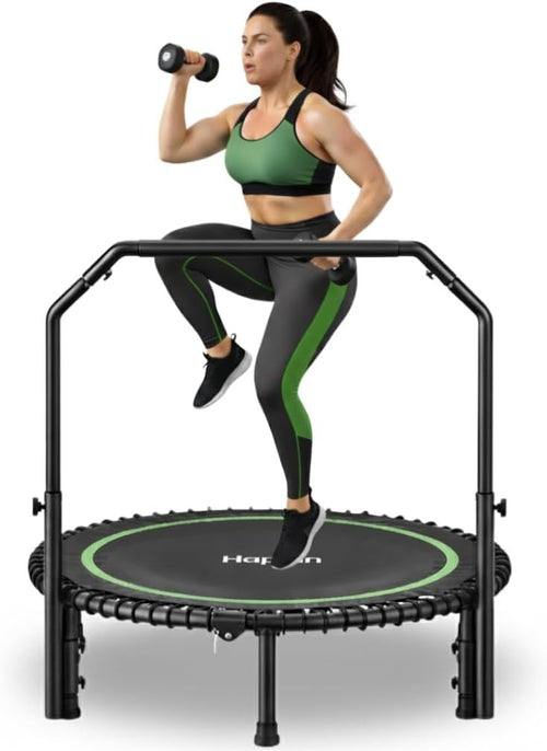 40in Foldable Rebounder Trampoline Adjustable Handle Quiet Fitness 220LB