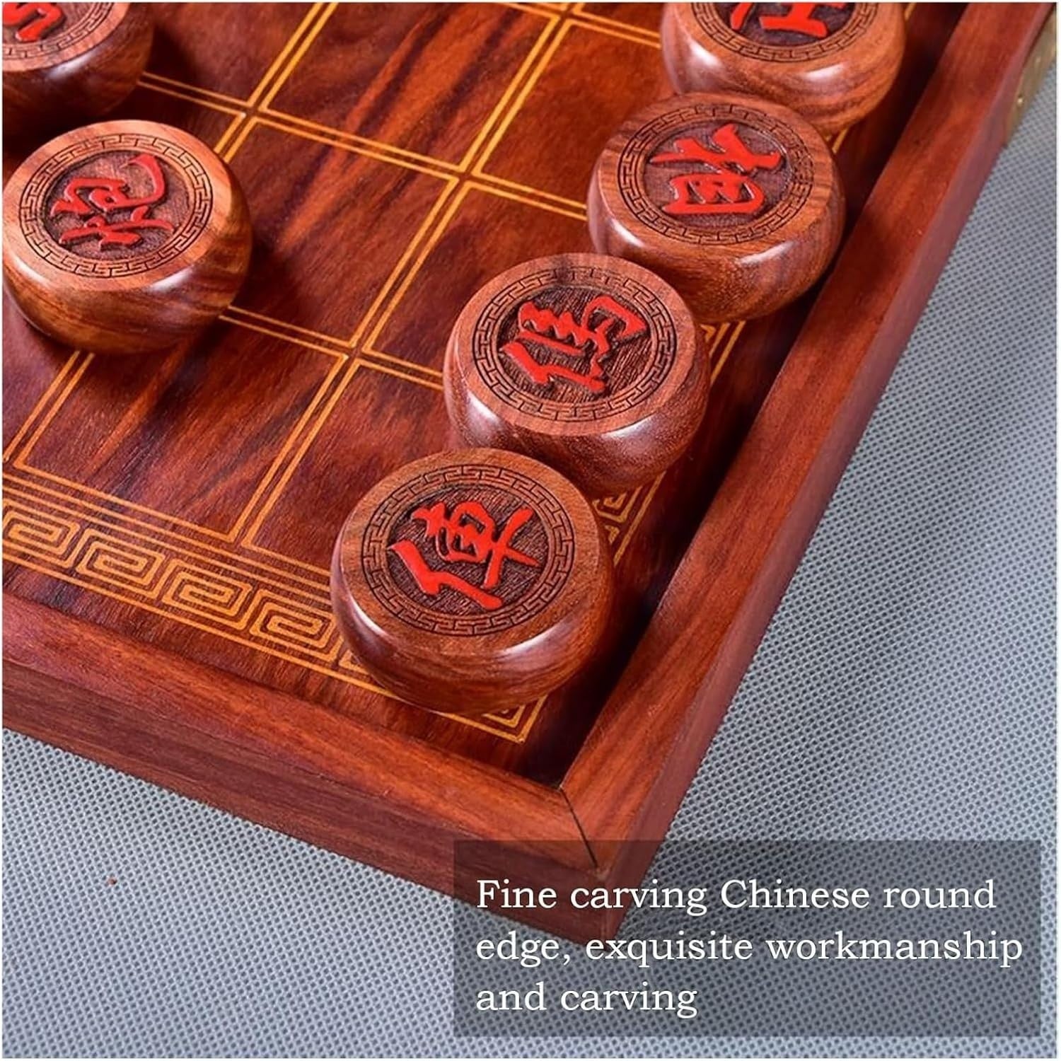 Sandalwood Xiangqi Travel Chess Set Foldable Board 2 Player