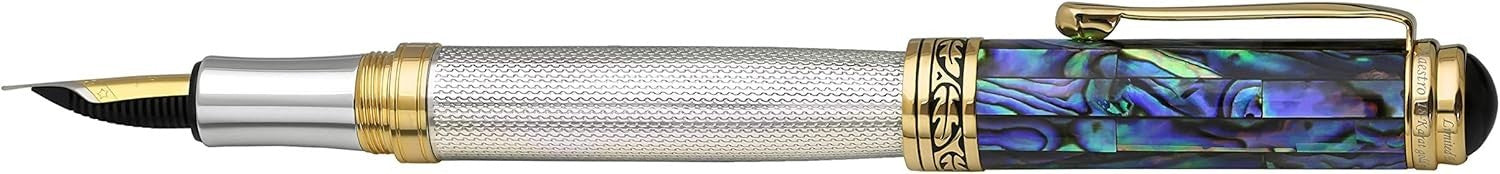 Luxury Blue Pāua Sea Shell Fountain Pen Medium Nib Refillable 148mm