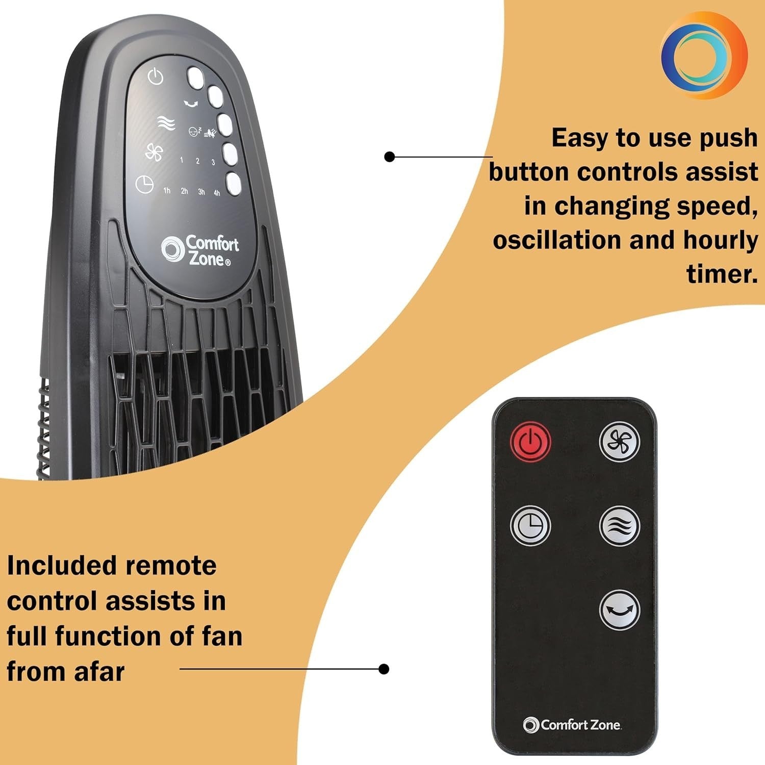 36 Inch Oscillating Tower Fan – Remote Control, 3 Speeds, LED Display, Quiet