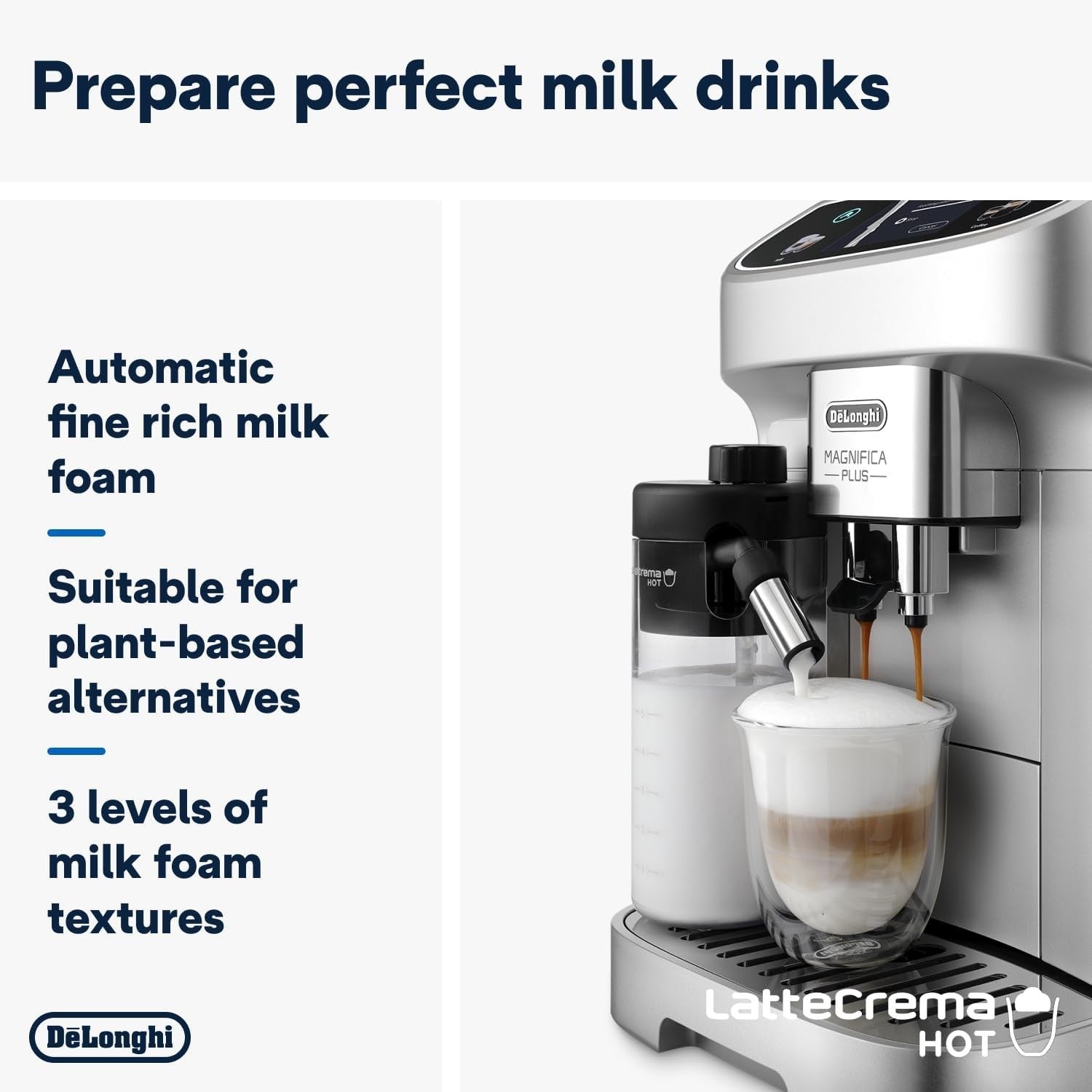 Automatic Bean-to-Cup Coffee Machine | LatteCrema Hot Foam | 18 One-Touch Drinks