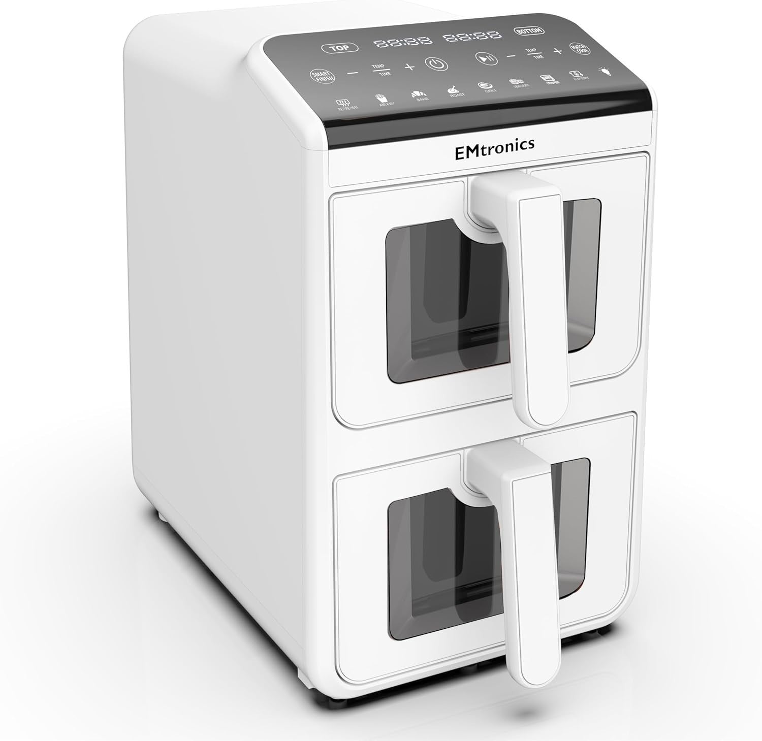 Dual Zone 10L Stack Air Fryer With Windows 2460W Smart Finish White