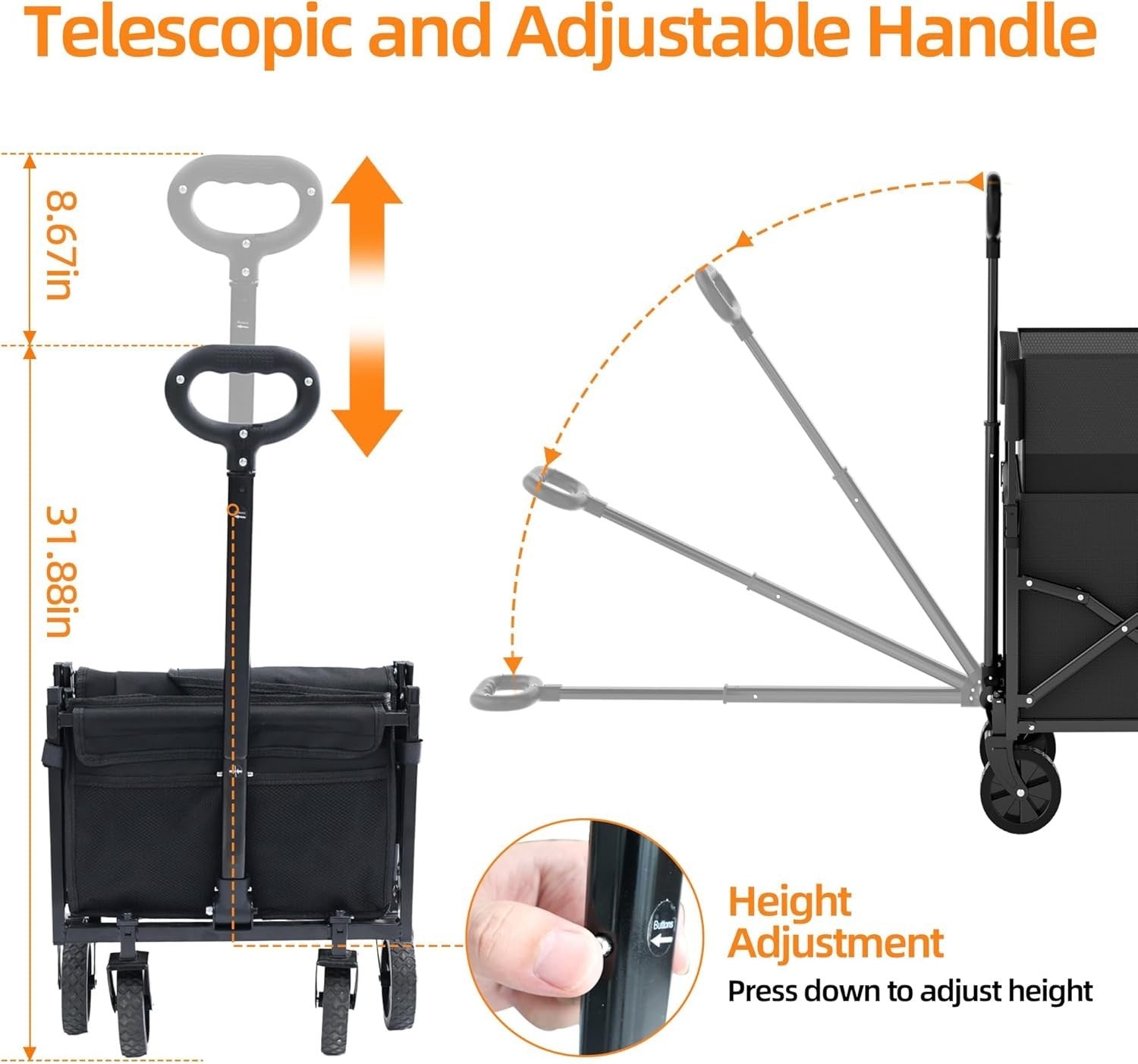 120L Folding Festival Trolley Heavy Duty Camping Garden Utility Wagon 220lbs
