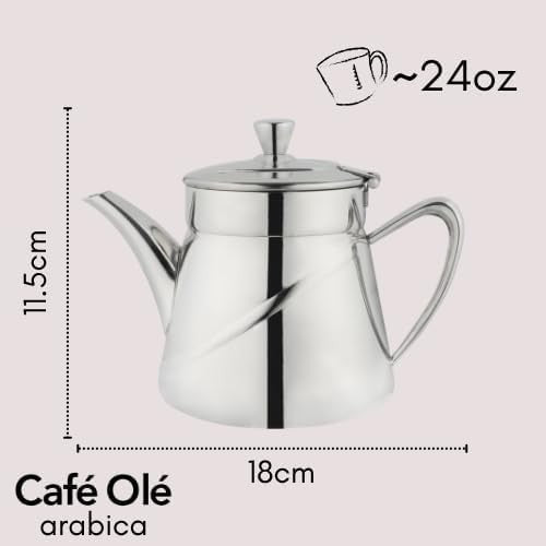 24oz Stainless Steel Teapot Silver Drip Free Tea Pot Dishwasher Safe