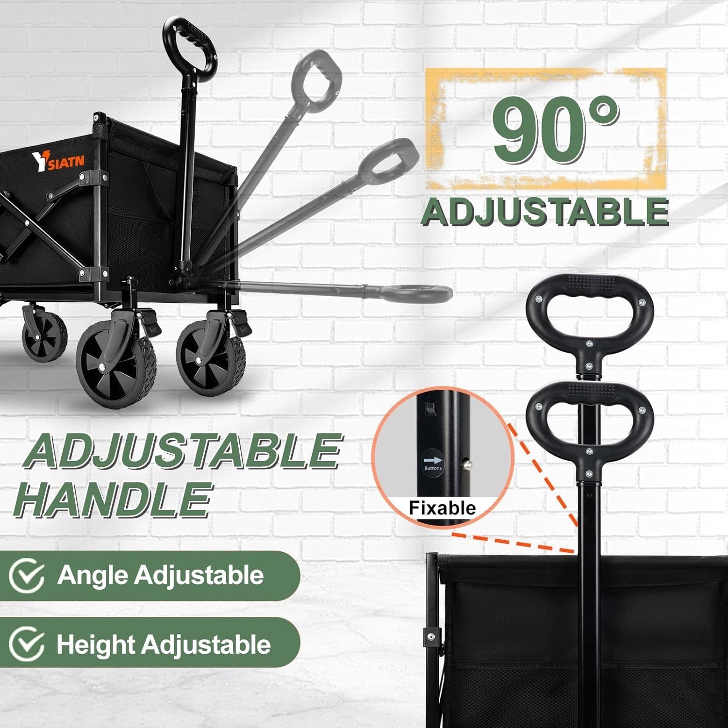 Black 100L Folding Wagon Tailgate Brake All-Terrain Camping Garden Trolley 136kg