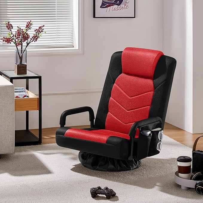 Yaheetech Swivel Gaming Chair w/ Footrest Black & Red
