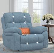 Power Lift Recliner Chair Oversized Massage Heat USB Type-C Footrest Blue