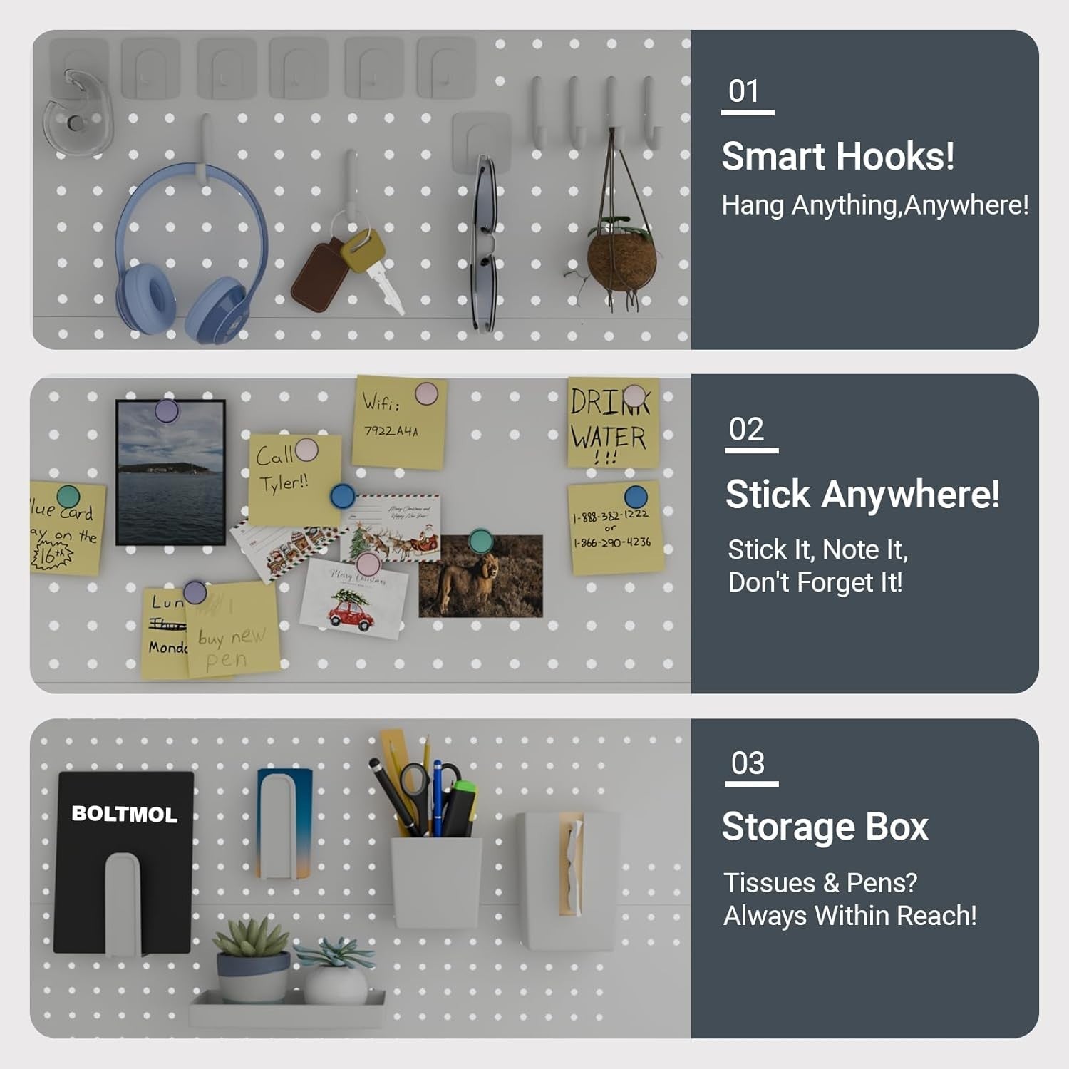 Clamp-On Desk Shelf 2-Tier White 100cm Organizer Pegboard Heavy-Duty Storage