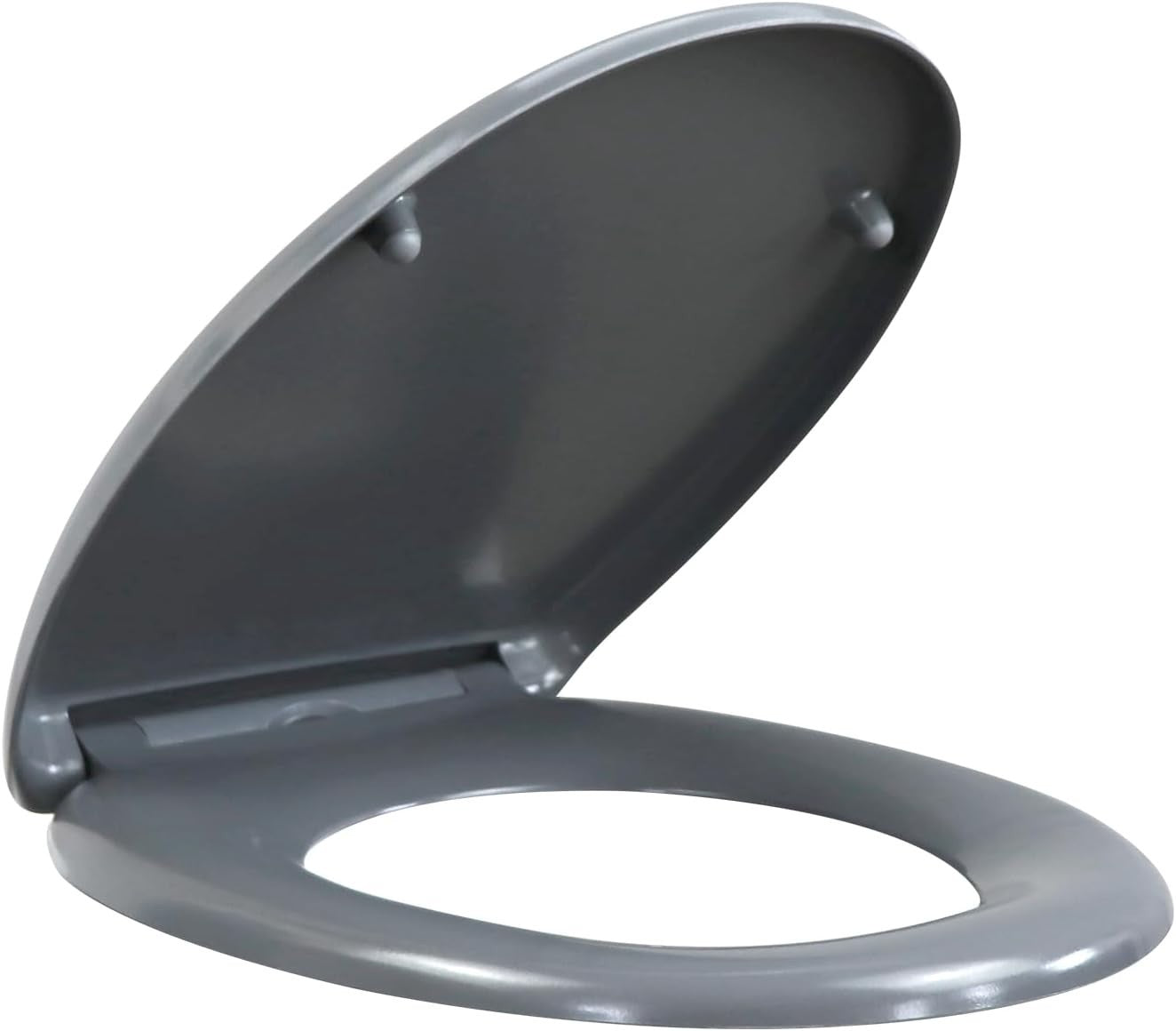 Grey Duroplast Toilet Seat Soft Close Quick Release Top Fix 45x37cm