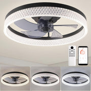 ZYDTRIP 19.7" Bladeless Ceiling Fan with LED Light, 6-Speed, Dimmable, Remote