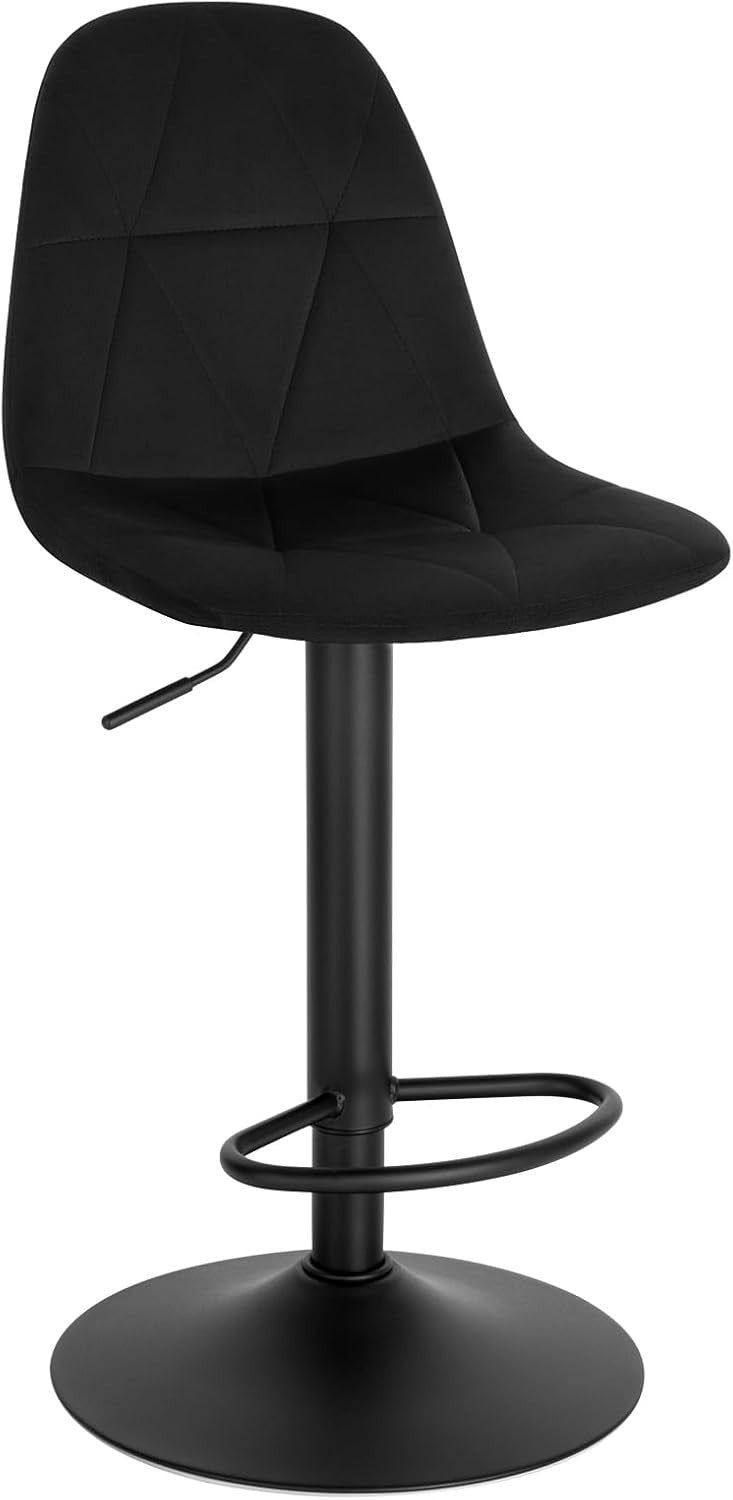 Adjustable Swivel Velvet Bar Stool L-Shaped Seat with Footrest 60-81cm