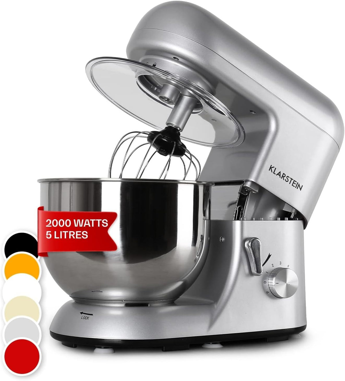5L Silver Stand Mixer 1800W 6-Speed Planetary Baking & Kneading Machine