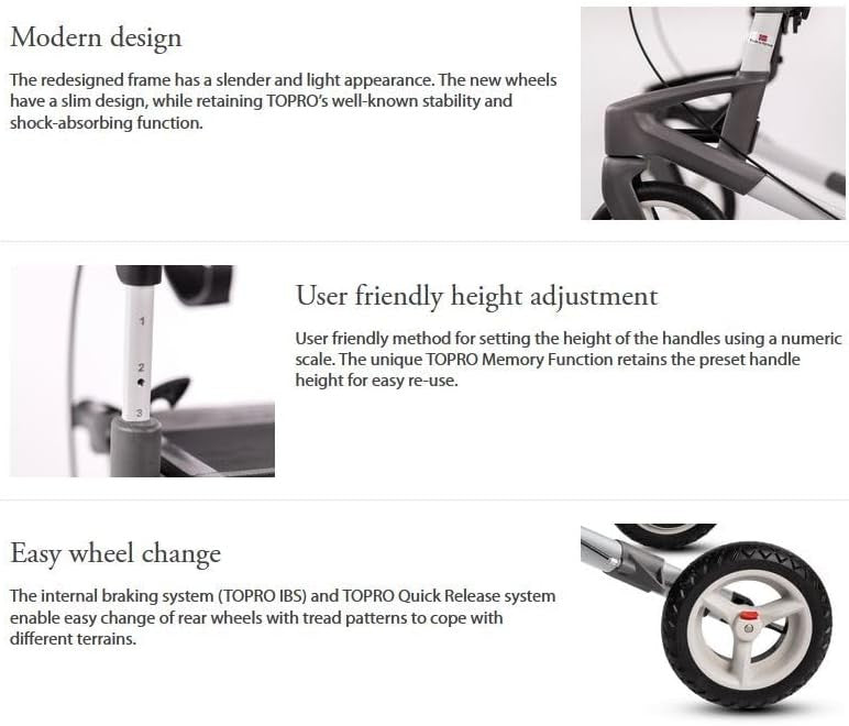 All Terrain Rollator Walker Outdoor Folding Lightweight Mobility Silver 4 Wheels