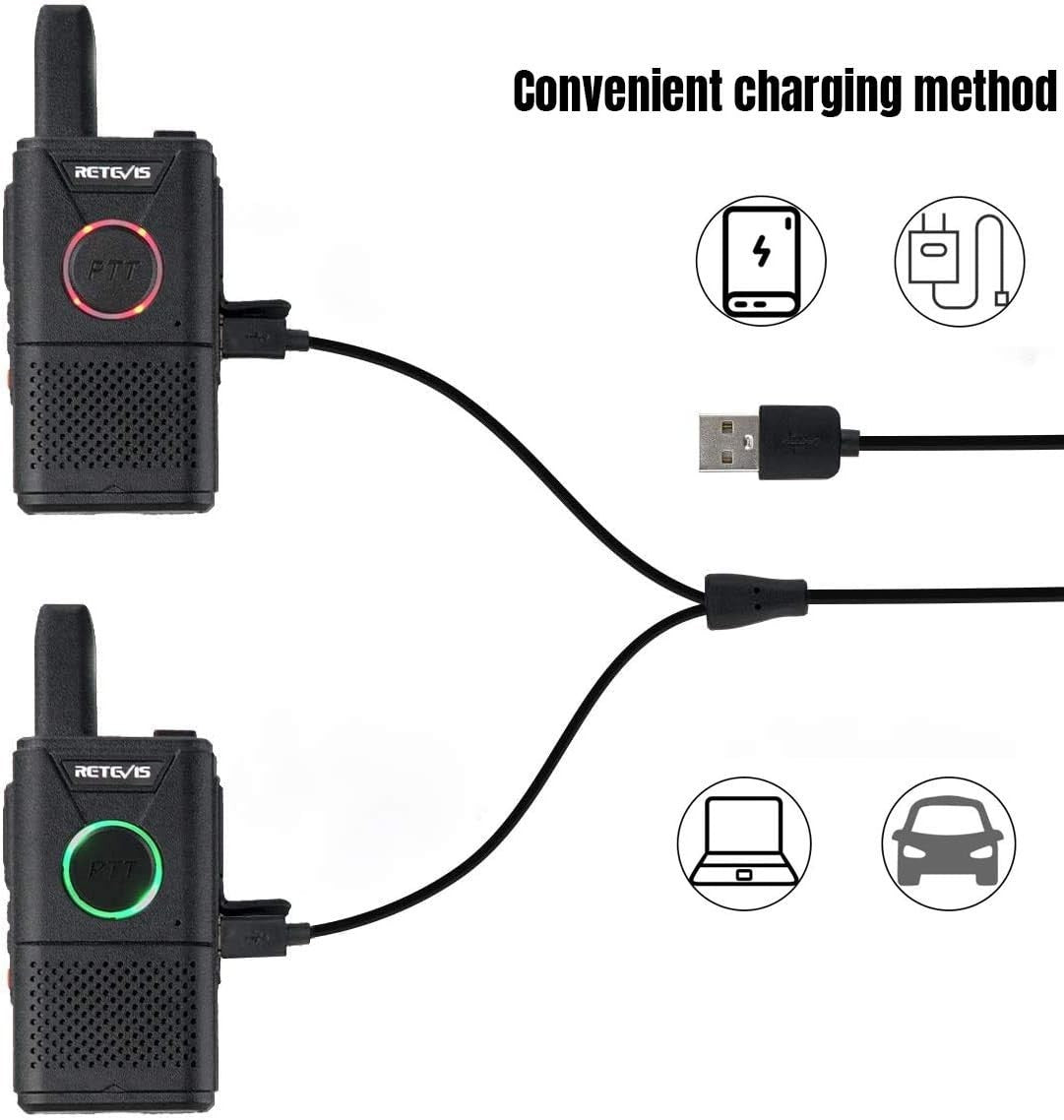 Mini PMR446 Walkie Talkies 4 Pack Rechargeable Dual PTT Long Range Radio