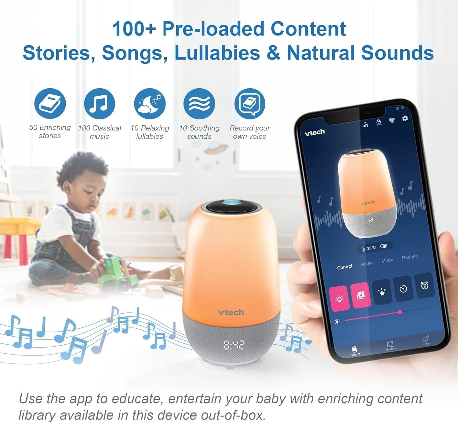 Portable Baby Sleep Soother Noise Machine with Lullabies, Night Light & Projecto