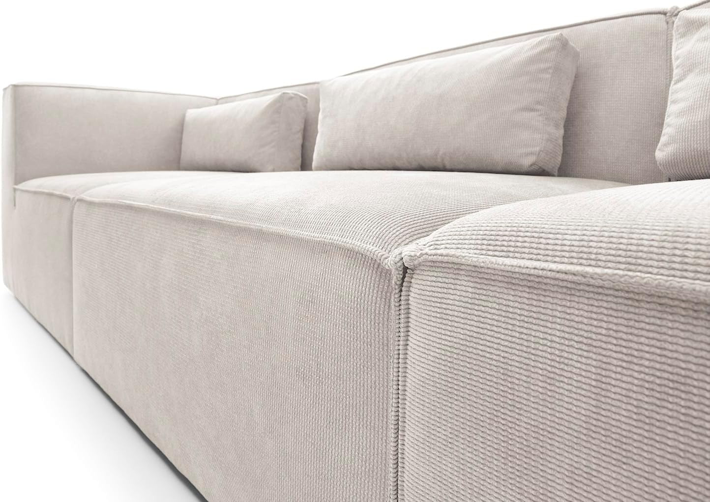 White Corner Sofa L Shape | Modular 4 Seater Chenille Sectional | Soft & Modern