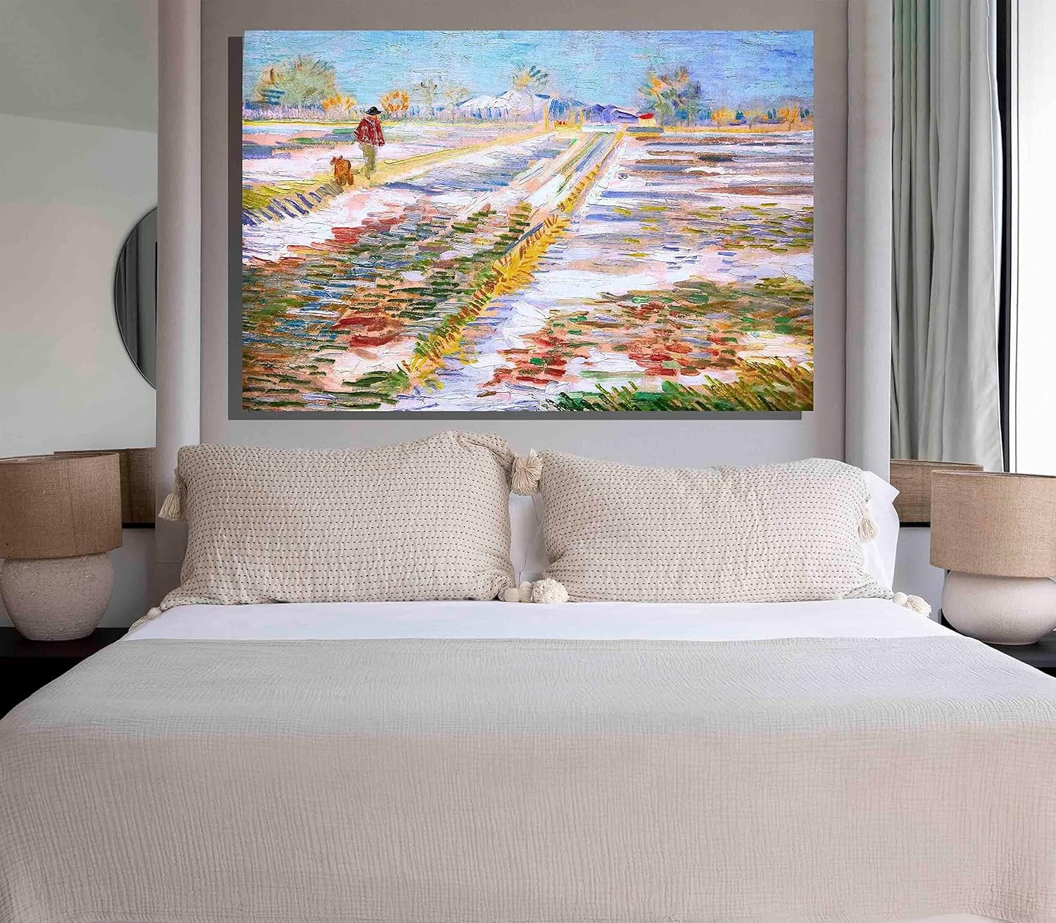 Van Gogh Landscape Snow Canvas Wall Art Modern Framed Print 76x50cm