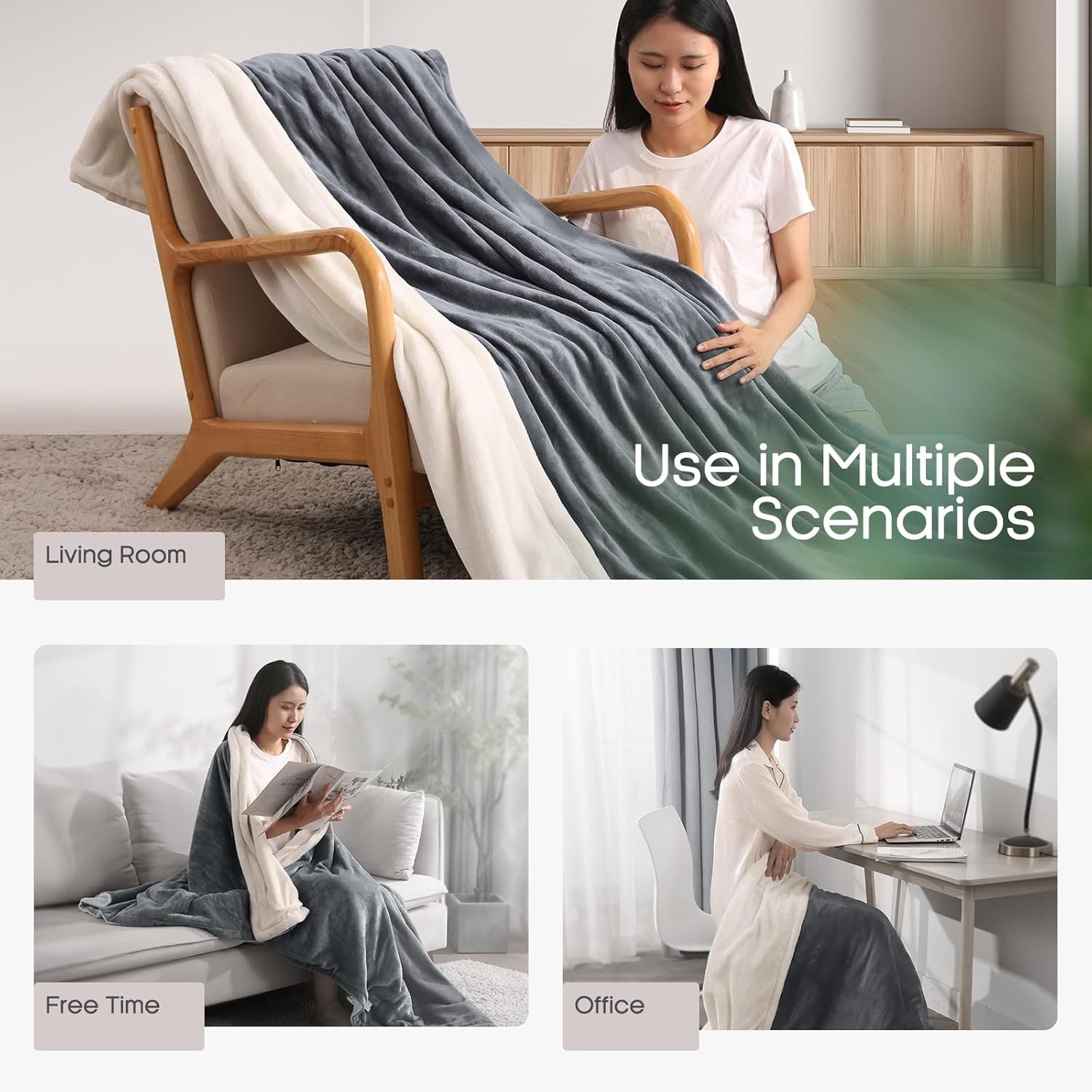 Extra Large Electric Heated Blanket 180x130cm 4 Heat Settings Timer Washable