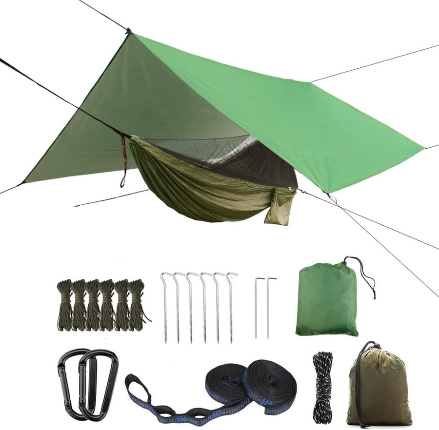 Camping Hammock with Rain Tarp & Mosquito Net, Portable Waterproof Tent Bed