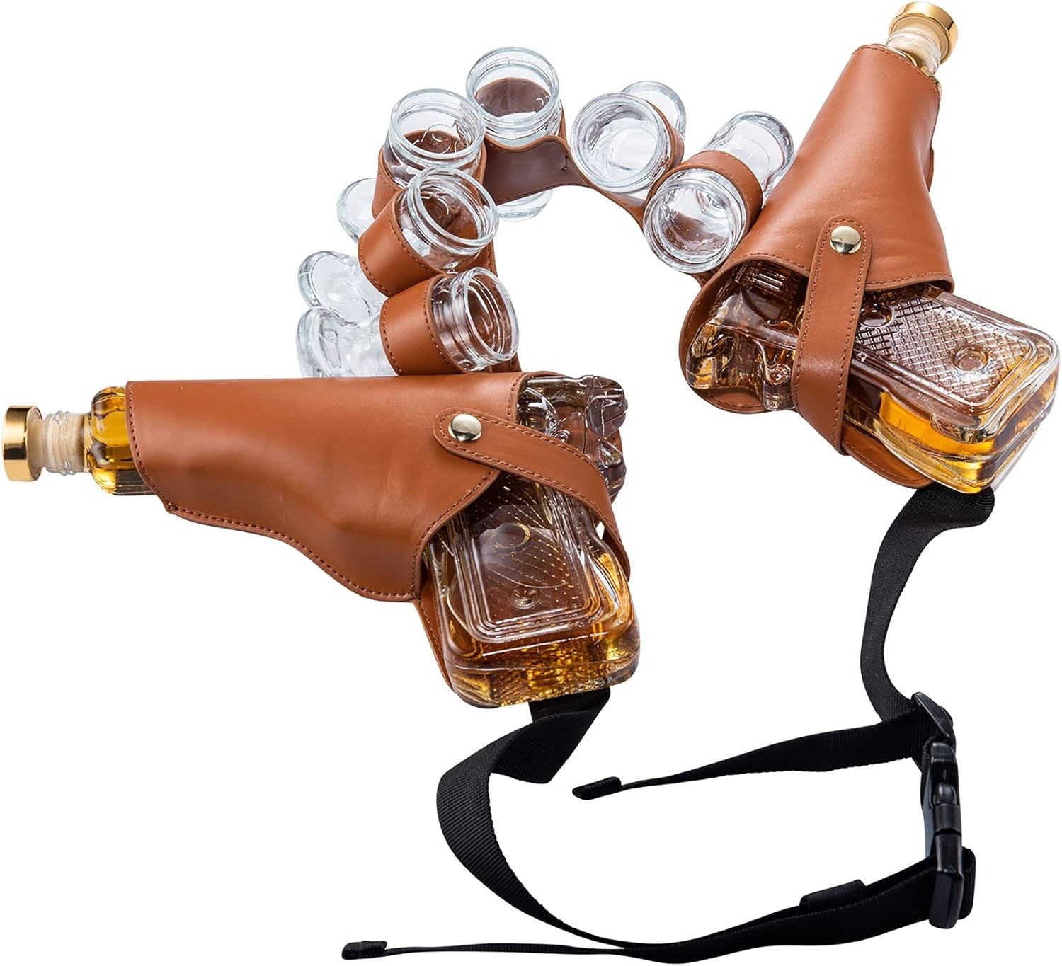 Whiskey Gun Decanter Set with Shot Glasses & Holster – Party Bar Gift