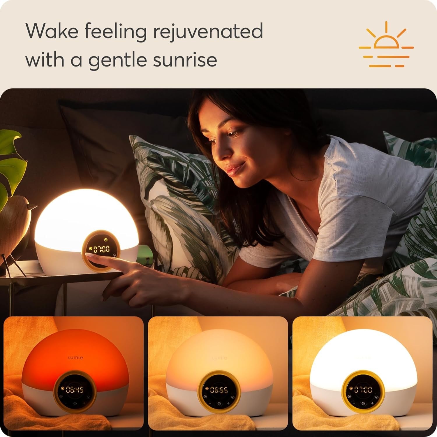 Sunrise Wake Up Light Alarm Clock Sunrise Sunset Multicolour Bedroom Lamp