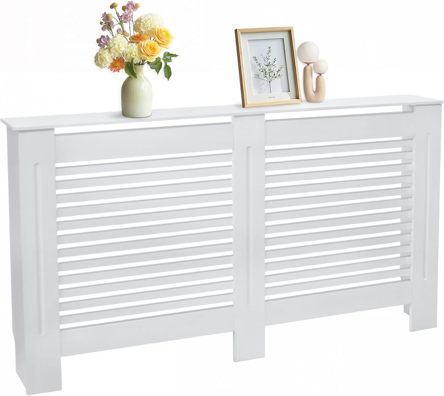 Extra Large White Radiator Cover Cabinet 92cm Tall MDF Horizontal Heater Cover