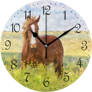 25cm Horse Wall Clock – Silent Non-Ticking Rustic Meadow Decorative Home Decor
