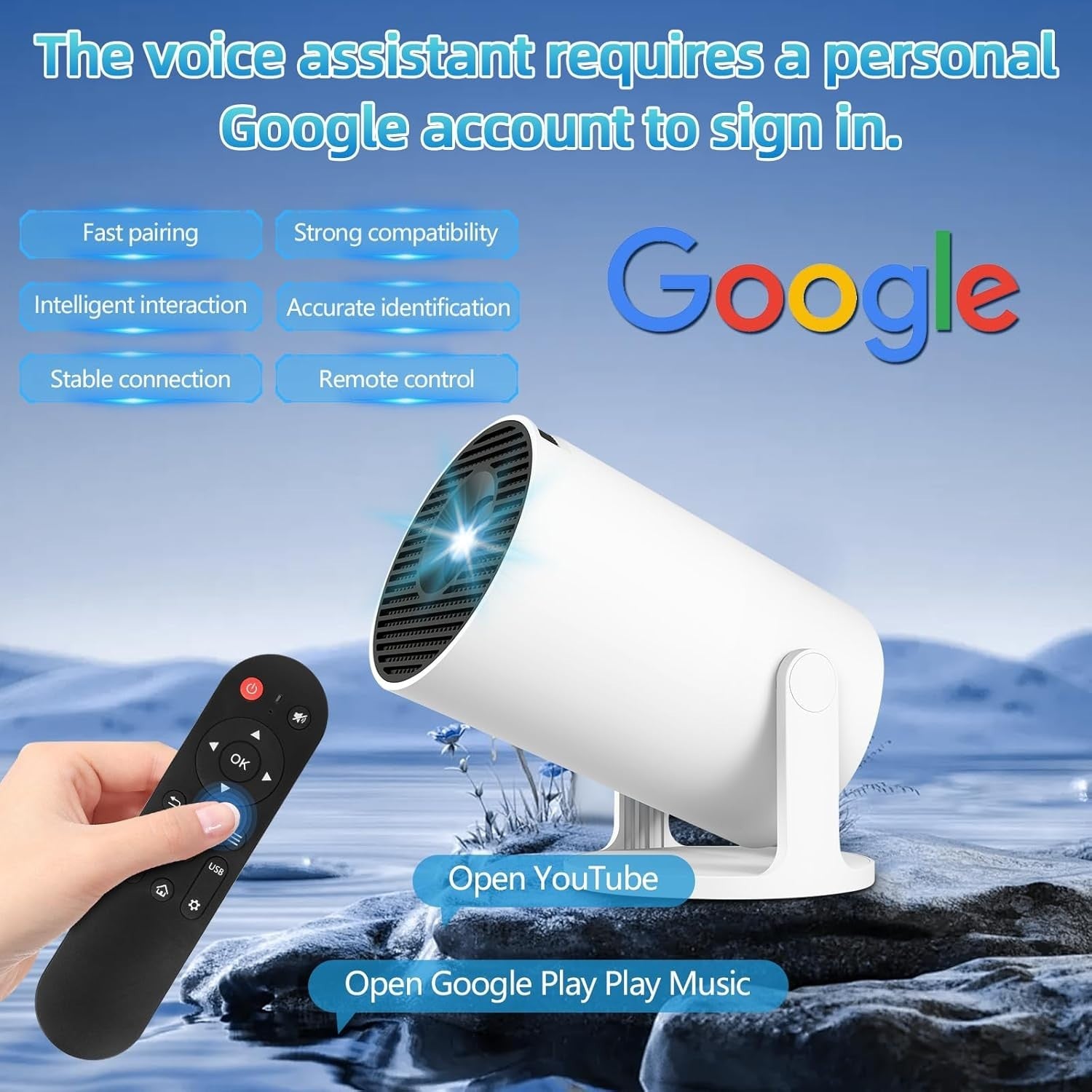 1080P Smart Mini Projector WiFi 6 Bluetooth 180° Auto Keystone 4K