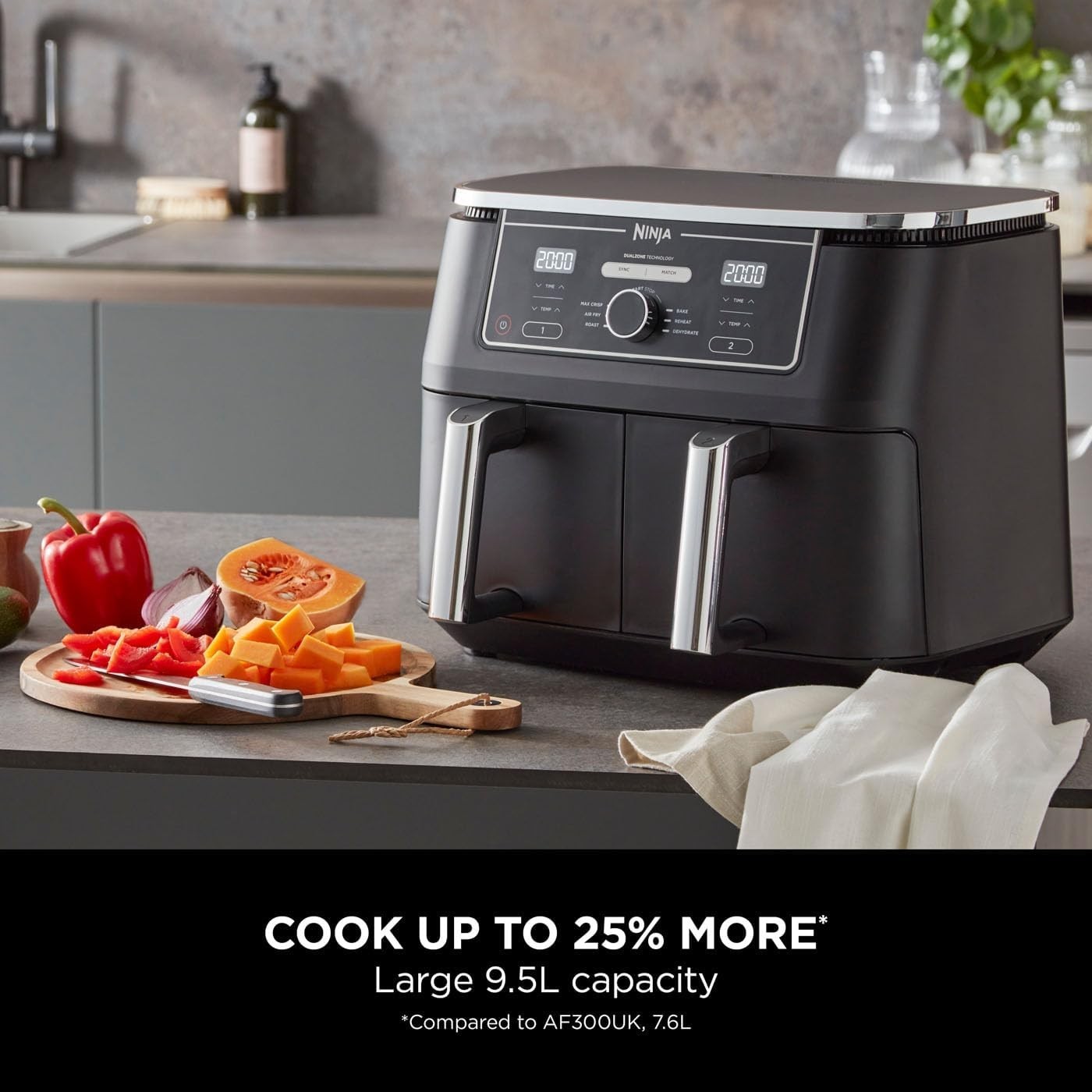 Dual Zone Digital Air Fryer 9.5L | 6-in-1 | Extra-Large Capacity No-Oil Cooking