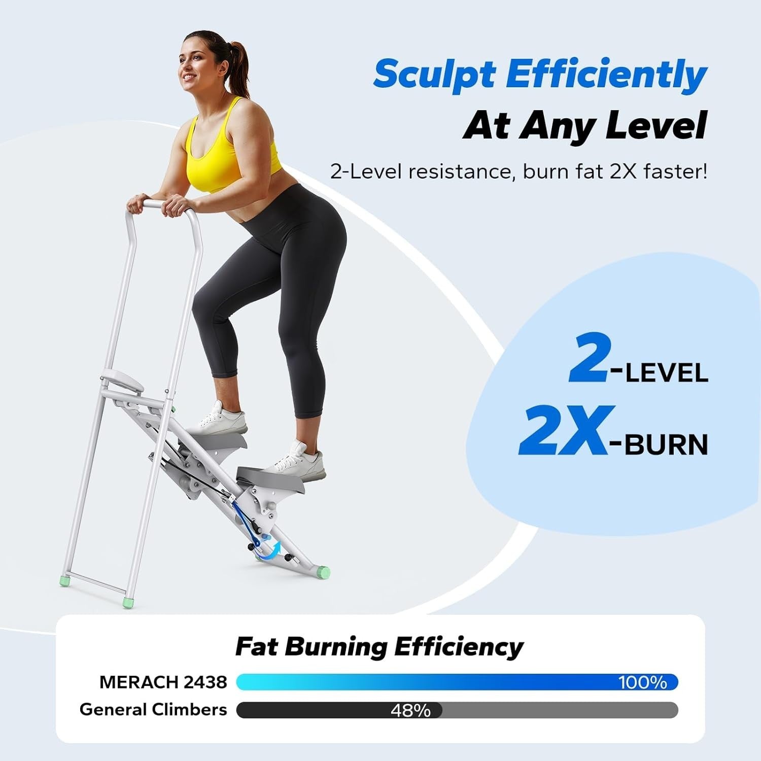 Foldable Stair Climber w/ LCD Monitor, Adjustable Pedals & 2 Resistance Levels
