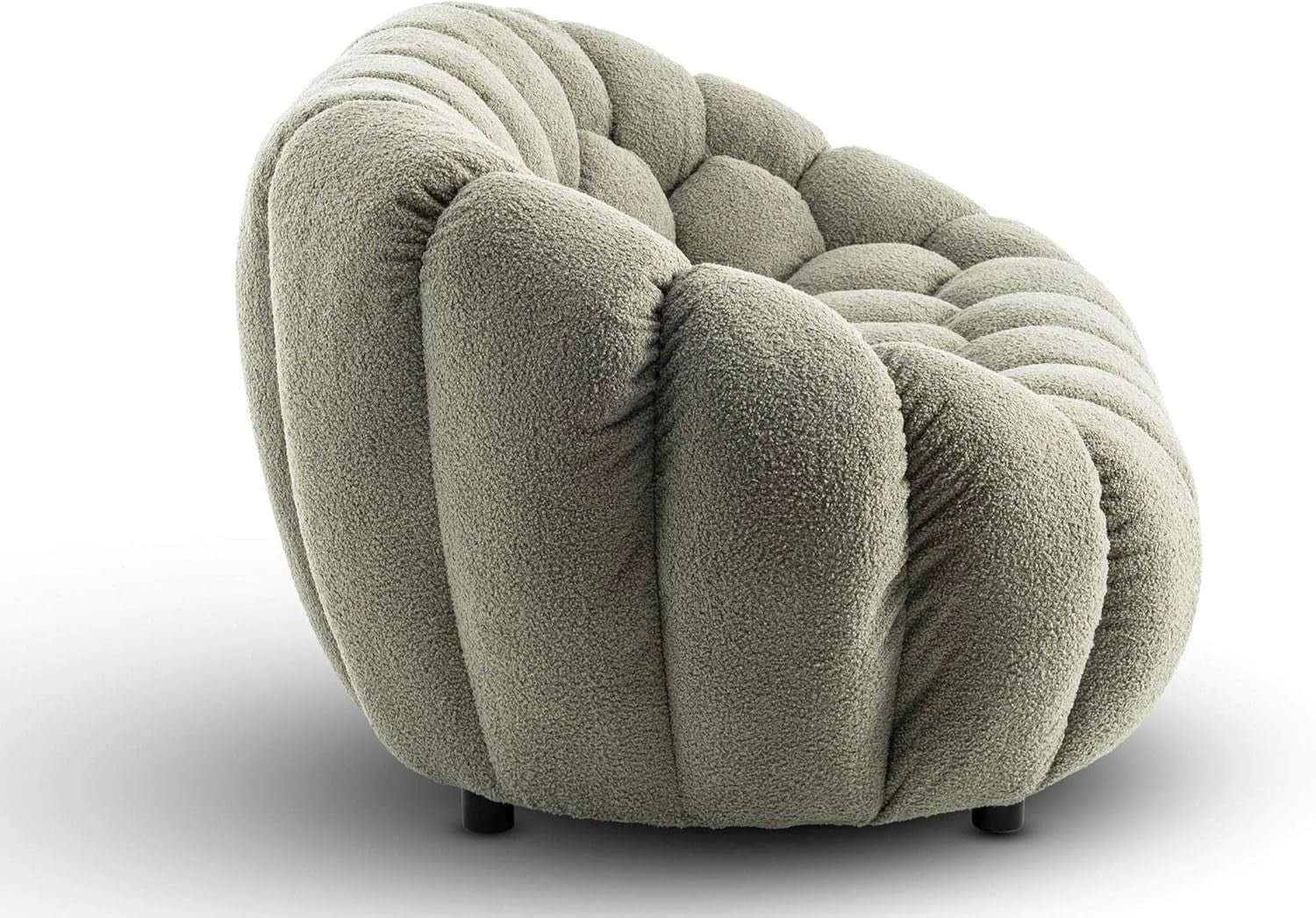 Sage Green Boucle 2 Seater Sofa Modern Teddy Tufted Loveseat Fluffy Couch