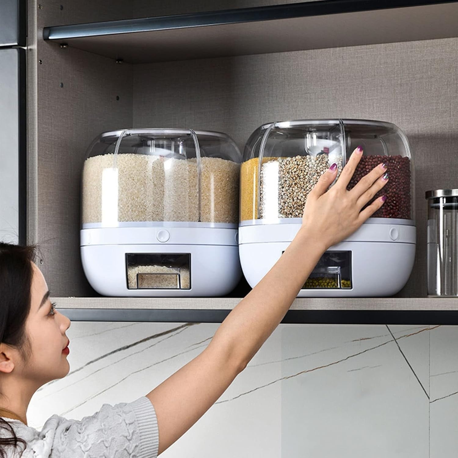 6 Grid 360° Rotating Rice Dispenser Airtight Big