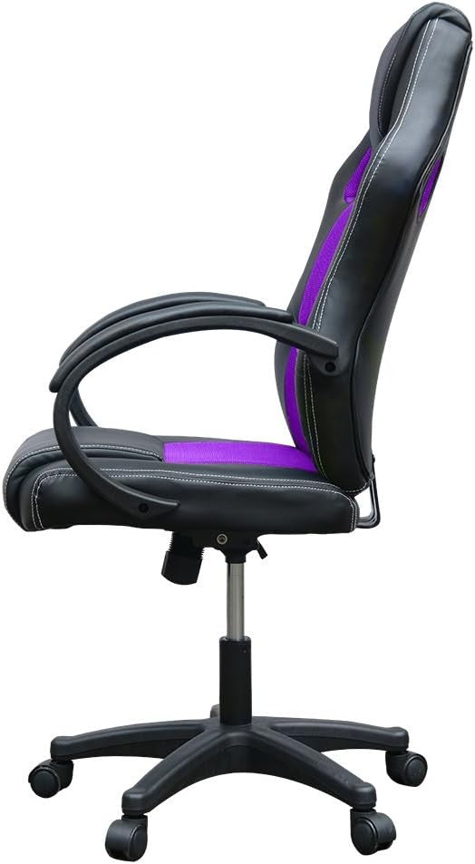 Racing Style Gaming Chair Purple PU Leather Ergonomic Swivel Desk