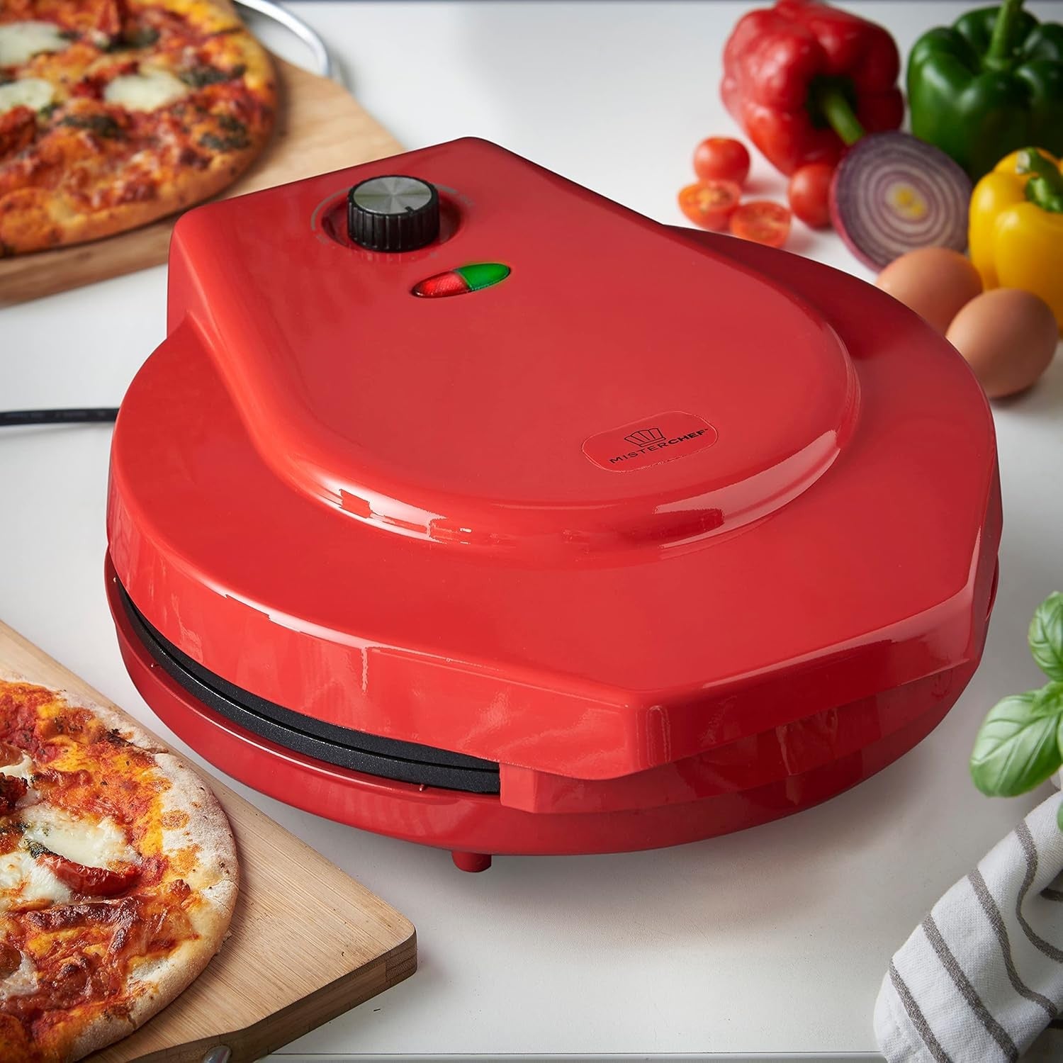 12" Electric Pizza Maker 1400W | Non-Stick Plates | Crepe Pancake Omelette Oven