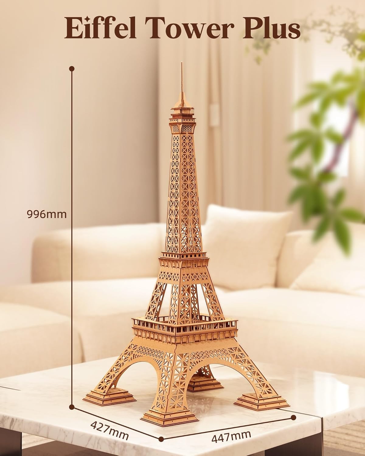 3D Wooden Eiffel Tower Puzzle Model Kit - Large DIY Decorative Build