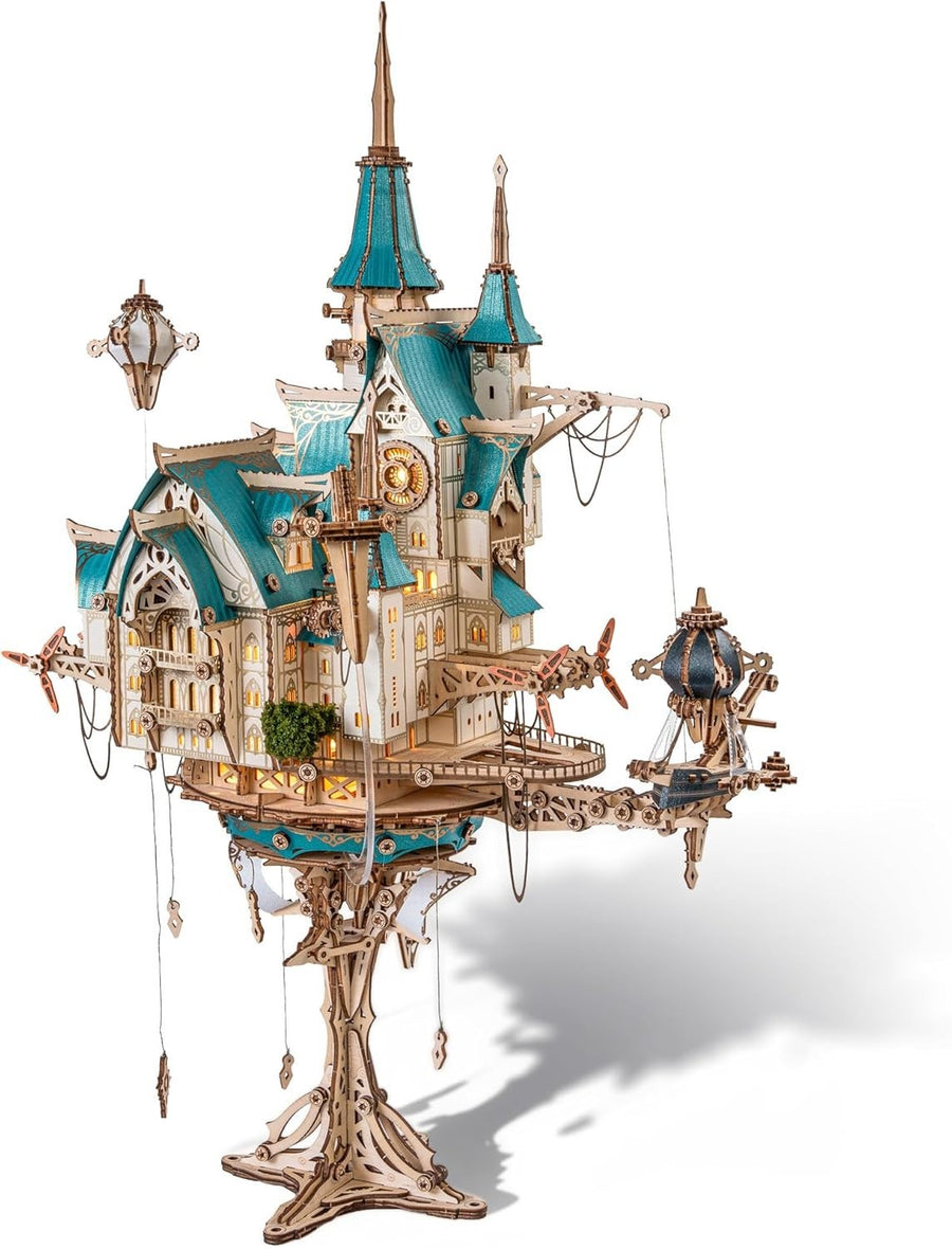 3D Wooden Steampunk Castle Puzzle DIY LED Gear Model Kit Decor Gift