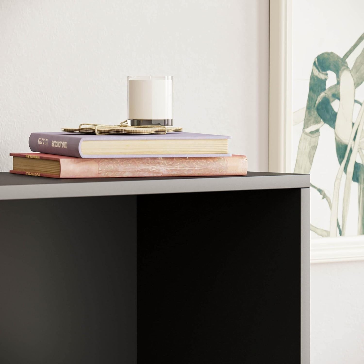 4 Tier Black Wooden Bookcase Modern Storage Display Shelf for Living Room