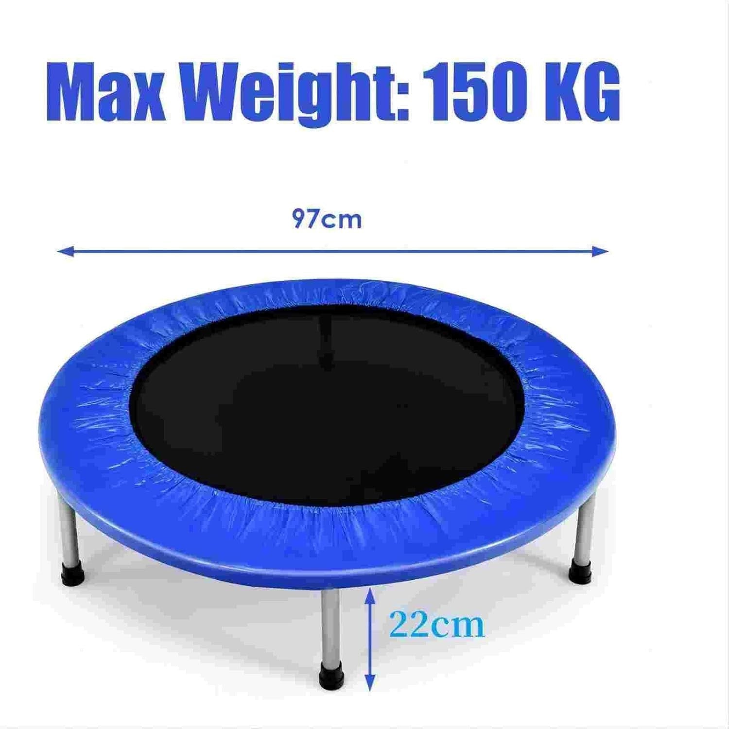 38'' Mini Trampoline Foldable Fitness Rebounder Indoor Outdoor 150KG