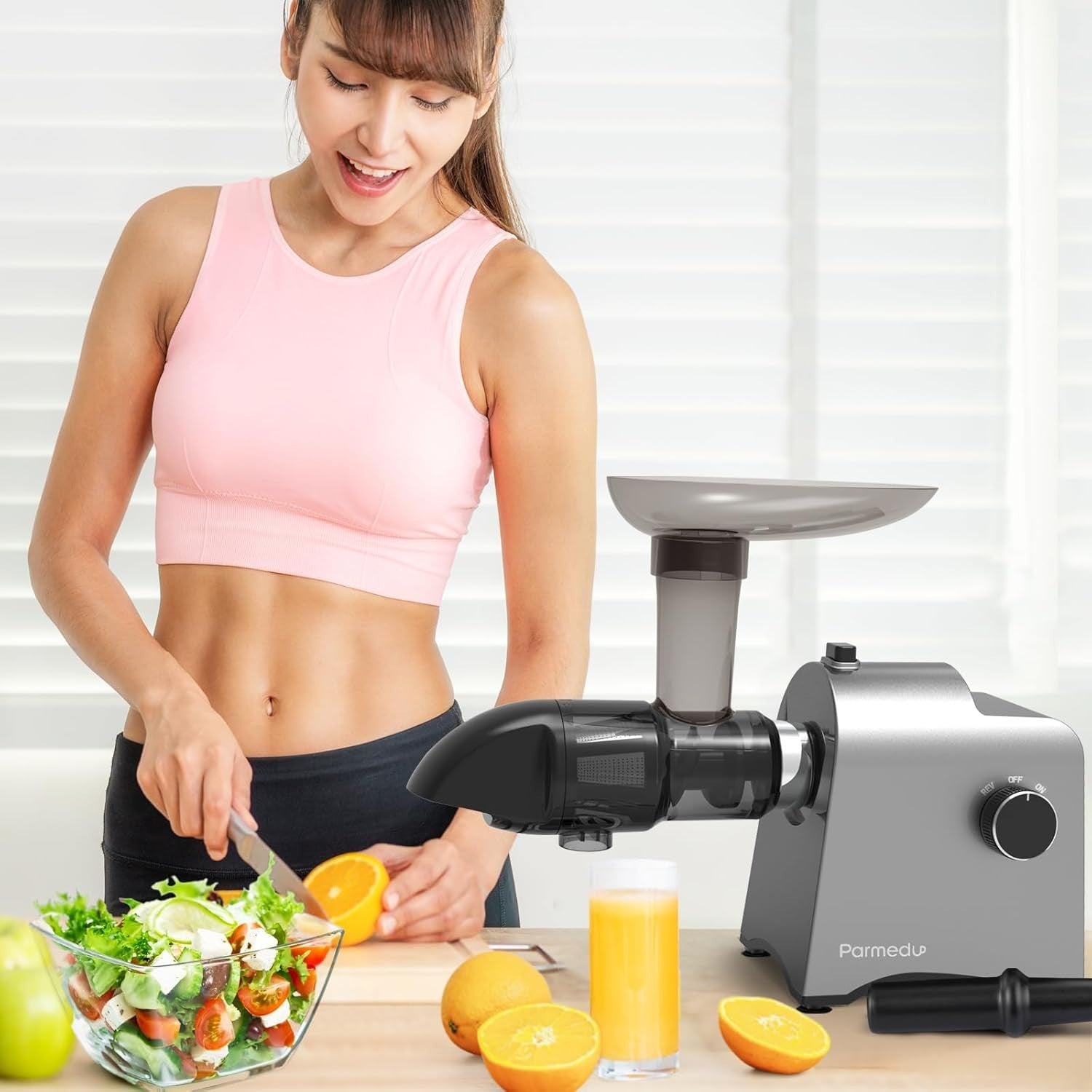 Cold Press Juicer 2 in 1 Veg Slicer Quiet 250W High Yield Easy Clean