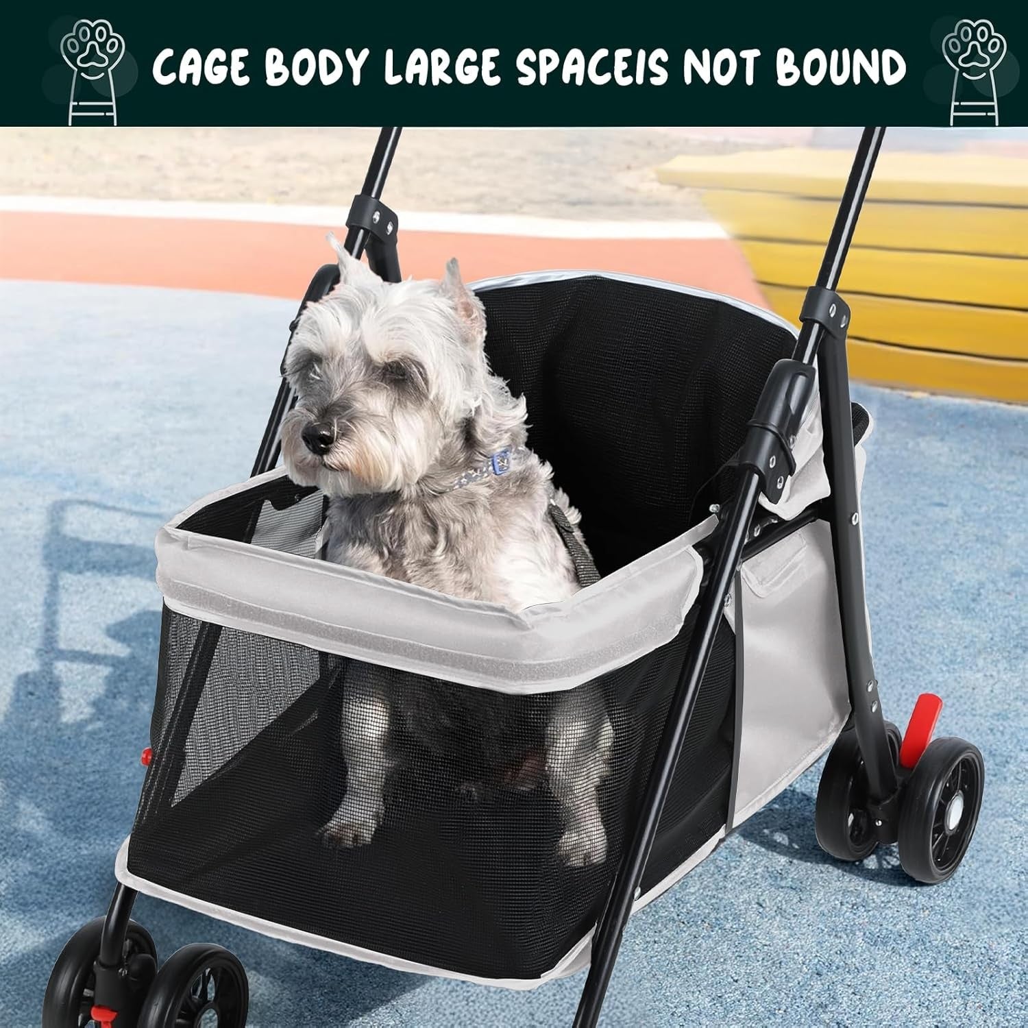 Pet Stroller for Dogs & Cats 4 Wheel Foldable Travel Pram Mesh