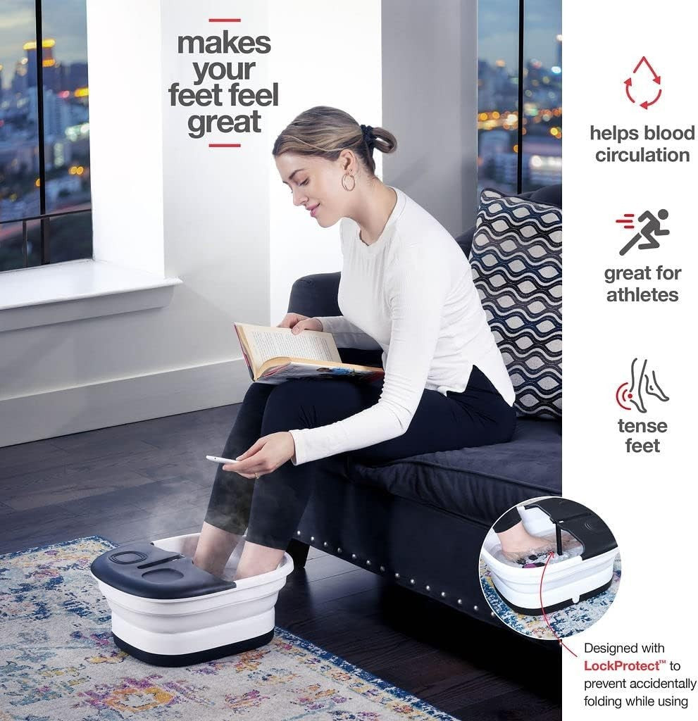 Heated Foot Spa Massager with Bubbles Vibration Remote 5-in-1 Relax