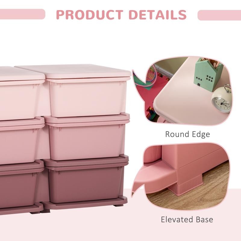 Kids Toy Storage Tower with 6 Drawers – Pink Plastic Chest Unit