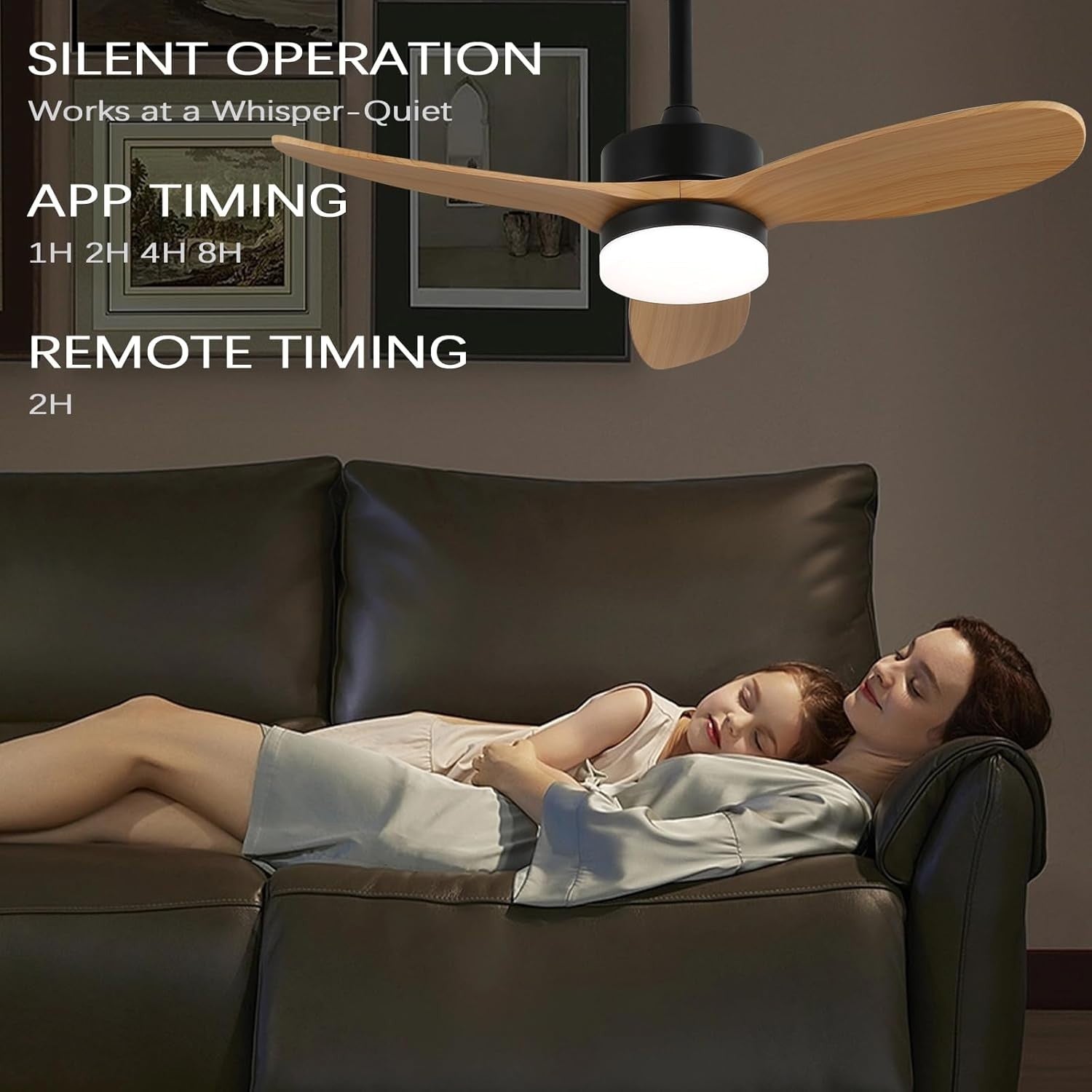 36" Dimmable Farmhouse Ceiling Fan with Light, Remote, DC Motor