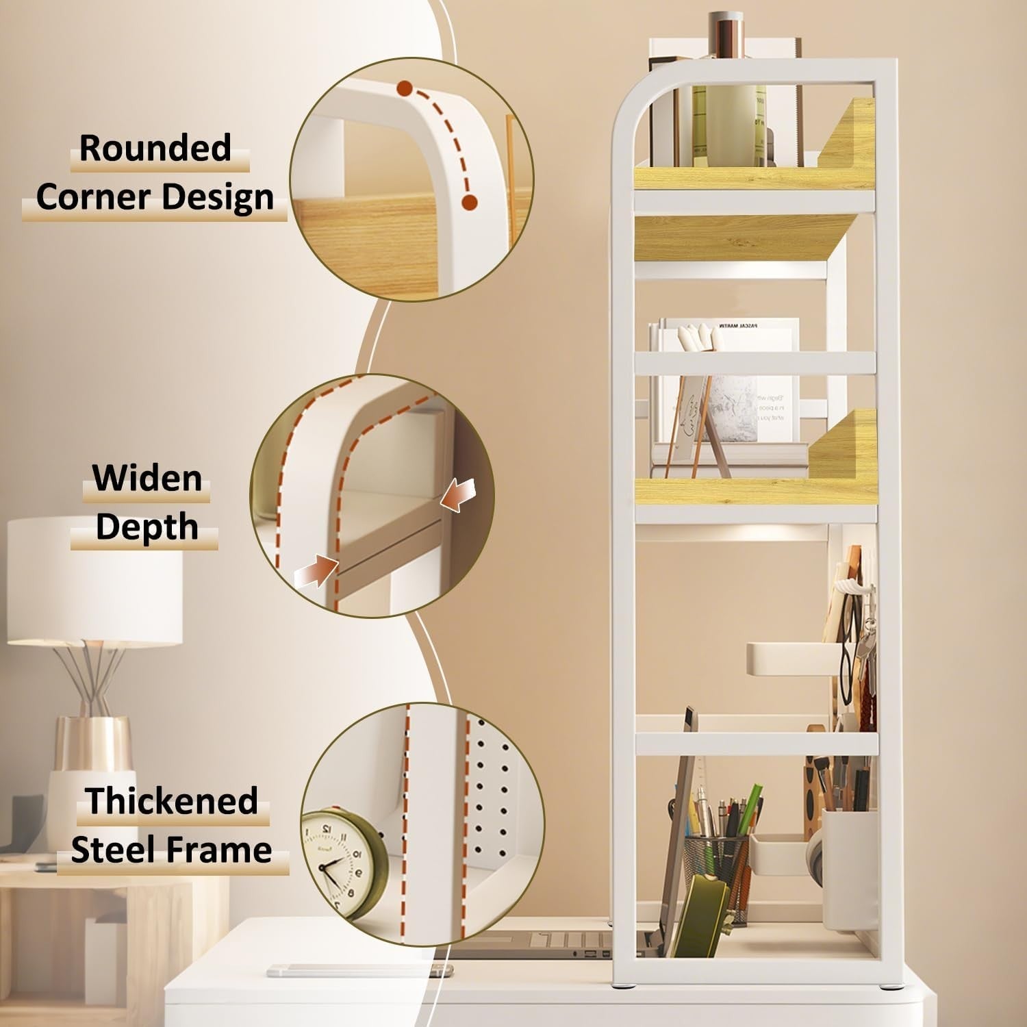 37.4" Desktop Hutch Bookshelf w/ Pegboard 2-Tier Desk Organizer Storage White